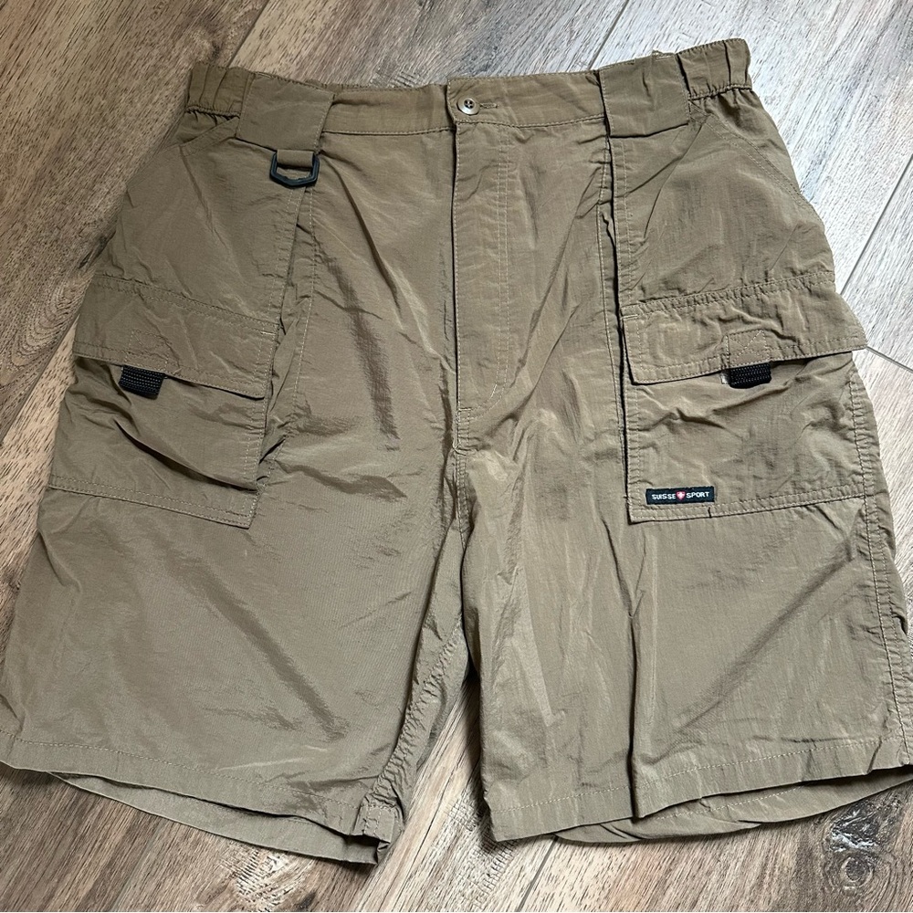 Suisse Men’s‎ Cargo Shorts, Dark Khaki, Utility, Lightweight, Gorpcore, Large